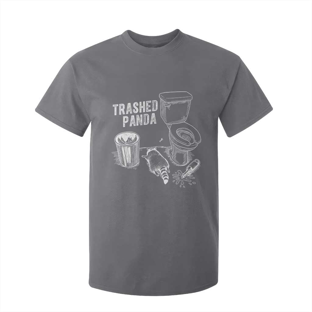 Funny Trashed Panda T Shirt For Kid Drunk Raccoon in Toilet Meme Hot Mess TS02 Charcoal Print Your Wear