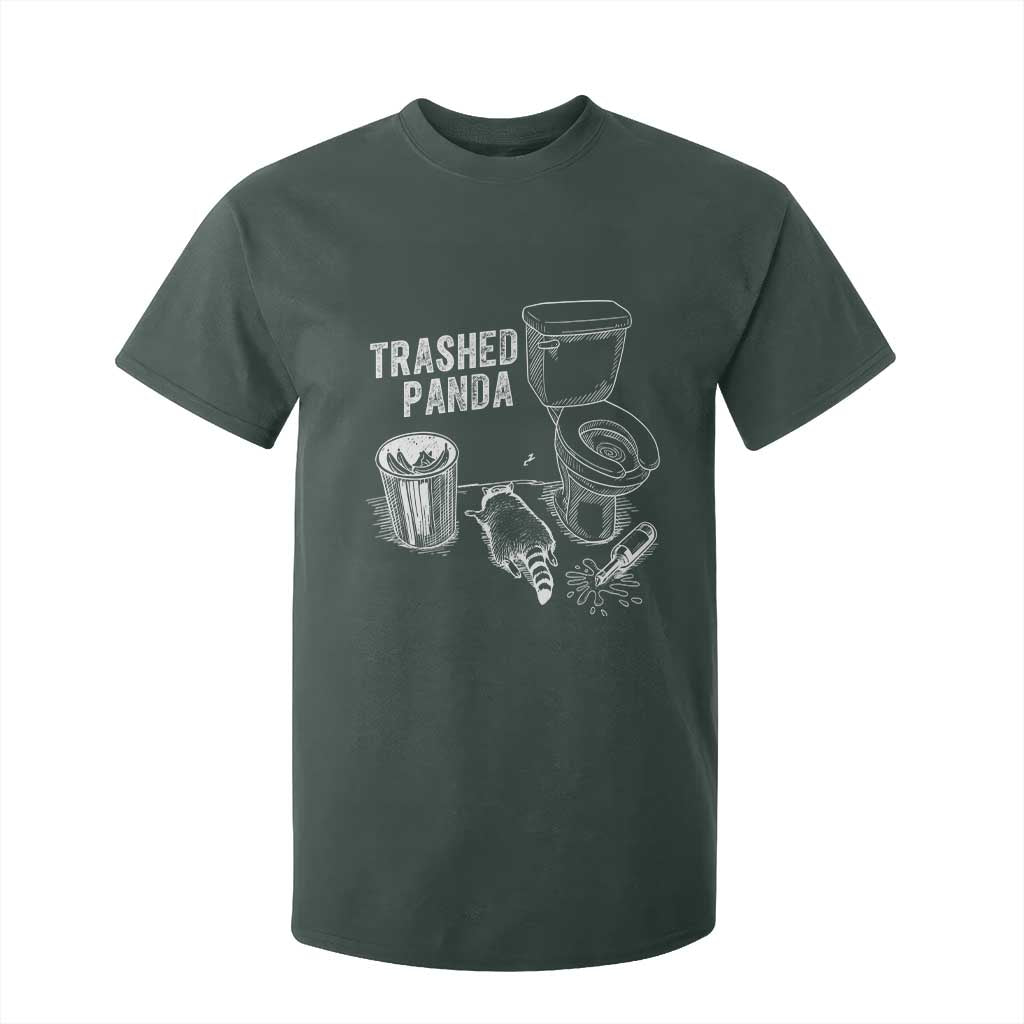 Funny Trashed Panda T Shirt For Kid Drunk Raccoon in Toilet Meme Hot Mess TS02 Dark Forest Green Print Your Wear