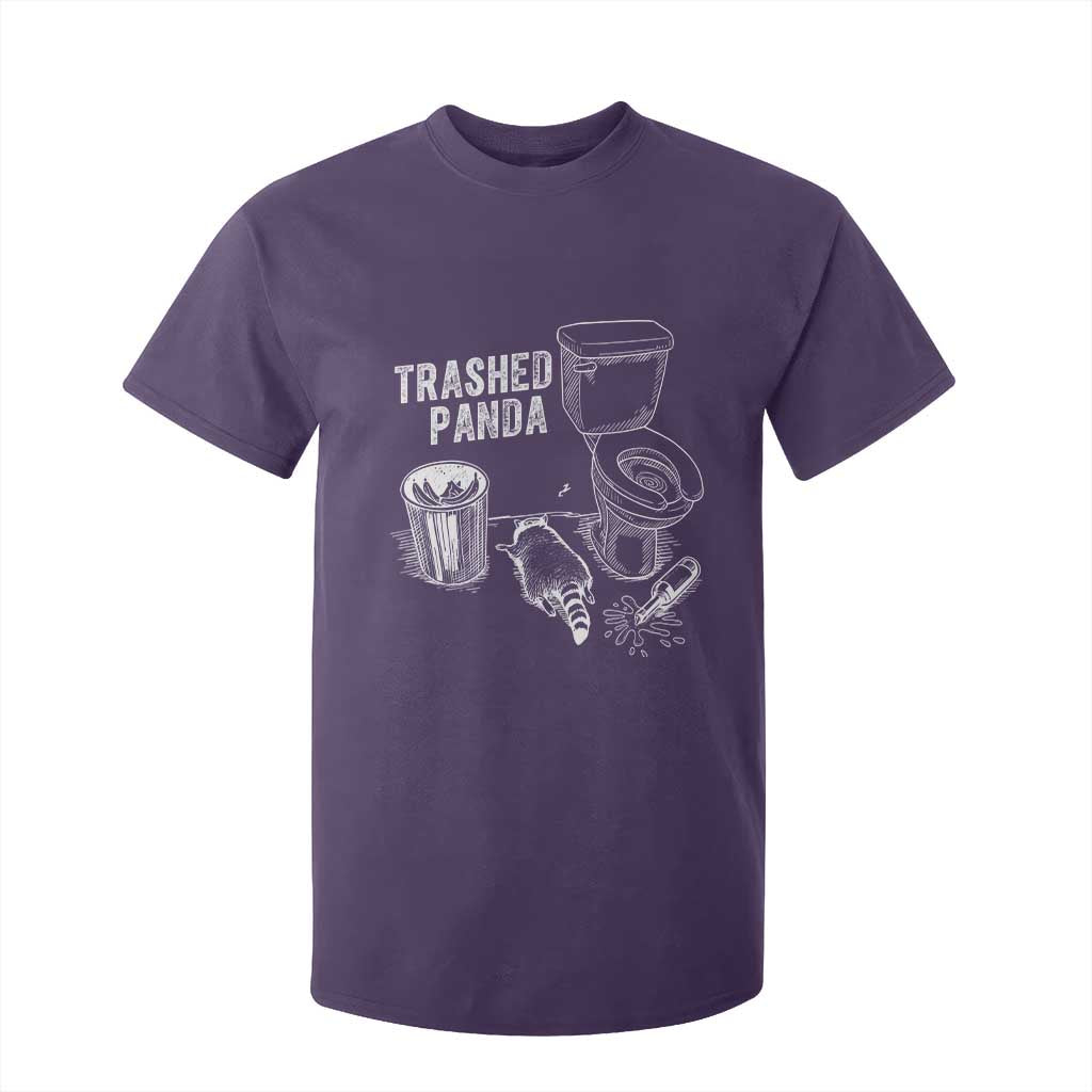 Funny Trashed Panda T Shirt For Kid Drunk Raccoon in Toilet Meme Hot Mess TS02 Purple Print Your Wear