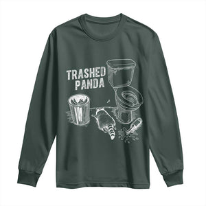 Funny Trashed Panda Long Sleeve Shirt Drunk Raccoon in Toilet Meme Hot Mess TS02 Dark Forest Green Print Your Wear