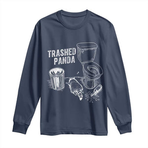 Funny Trashed Panda Long Sleeve Shirt Drunk Raccoon in Toilet Meme Hot Mess TS02 Navy Print Your Wear