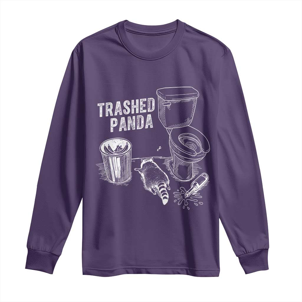 Funny Trashed Panda Long Sleeve Shirt Drunk Raccoon in Toilet Meme Hot Mess TS02 Purple Print Your Wear