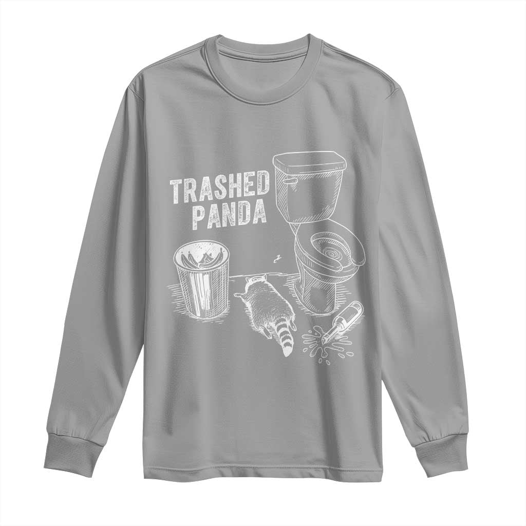 Funny Trashed Panda Long Sleeve Shirt Drunk Raccoon in Toilet Meme Hot Mess TS02 Sport Gray Print Your Wear