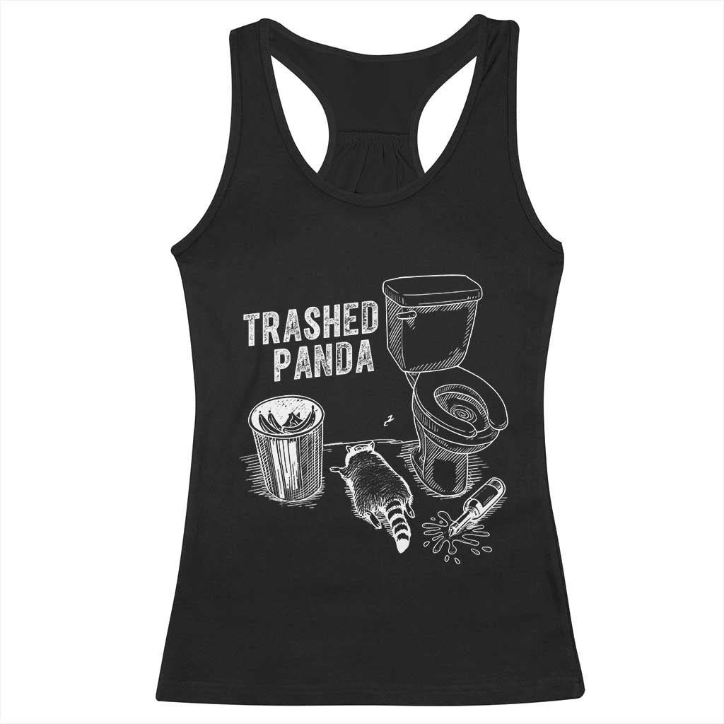 Funny Trashed Panda Racerback Tank Top Drunk Raccoon in Toilet Meme Hot Mess TS02 Black Print Your Wear