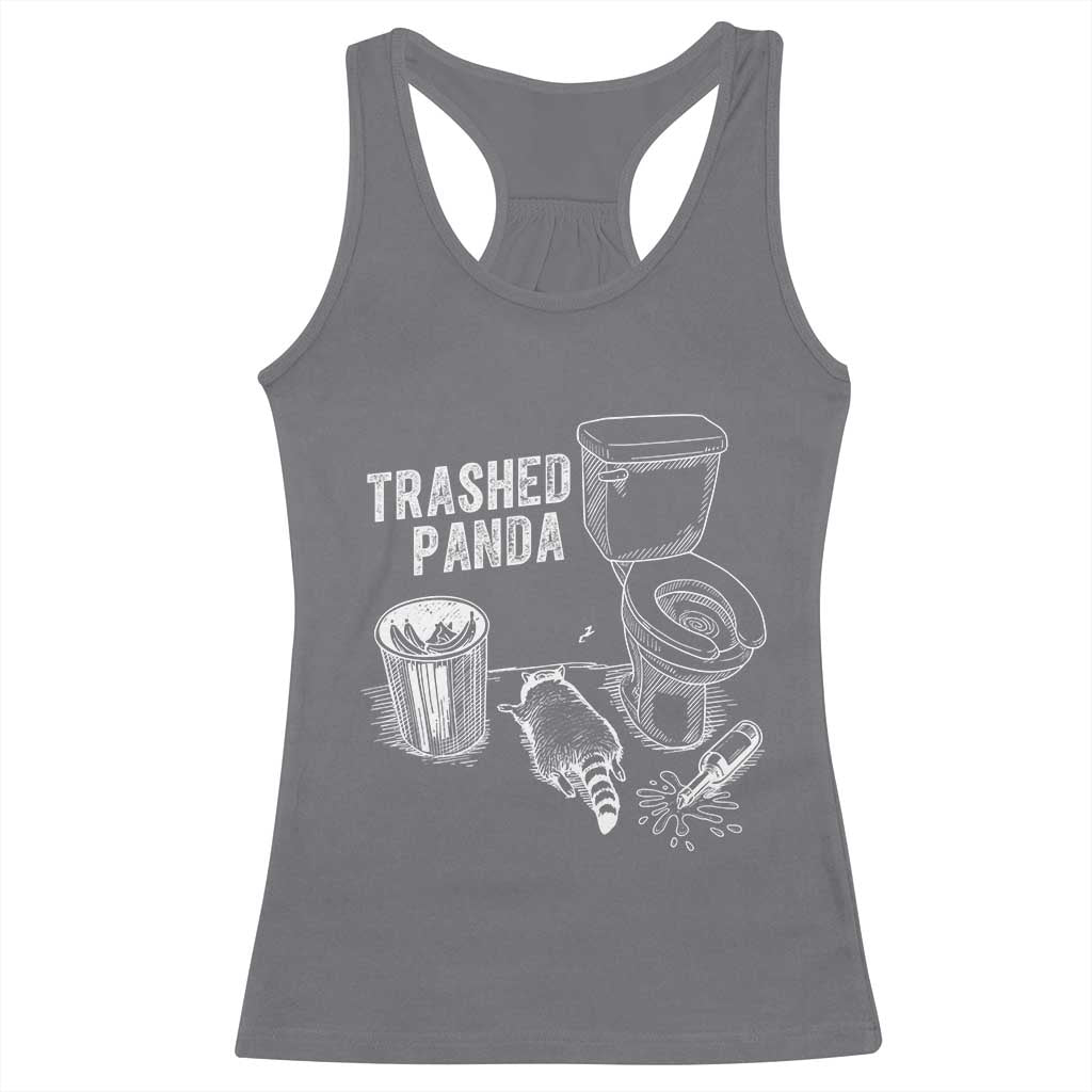 Funny Trashed Panda Racerback Tank Top Drunk Raccoon in Toilet Meme Hot Mess TS02 Charcoal Print Your Wear