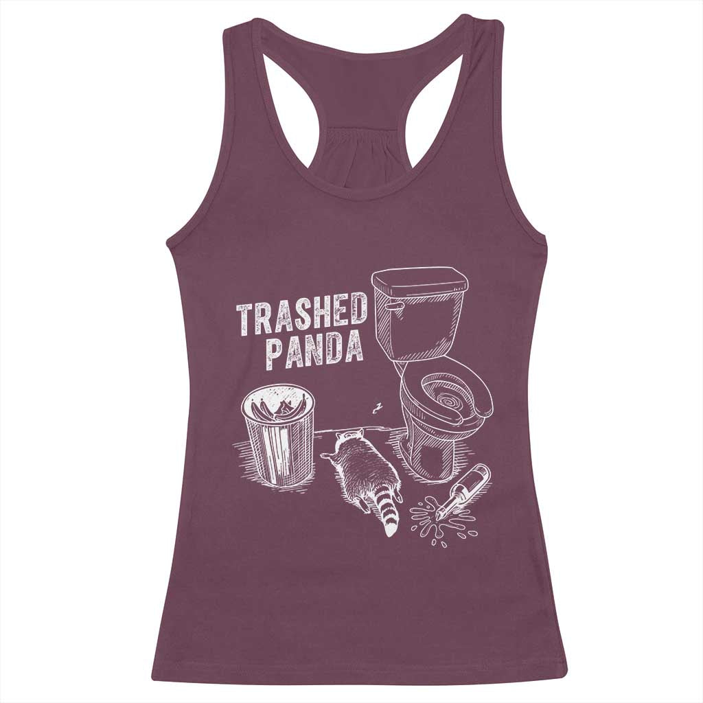 Funny Trashed Panda Racerback Tank Top Drunk Raccoon in Toilet Meme Hot Mess TS02 Maroon Print Your Wear