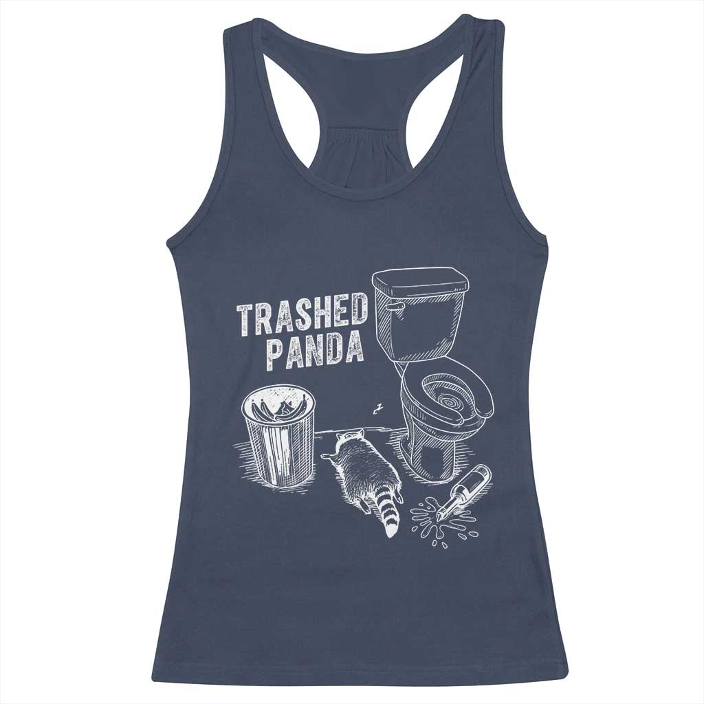 Funny Trashed Panda Racerback Tank Top Drunk Raccoon in Toilet Meme Hot Mess TS02 Navy Print Your Wear