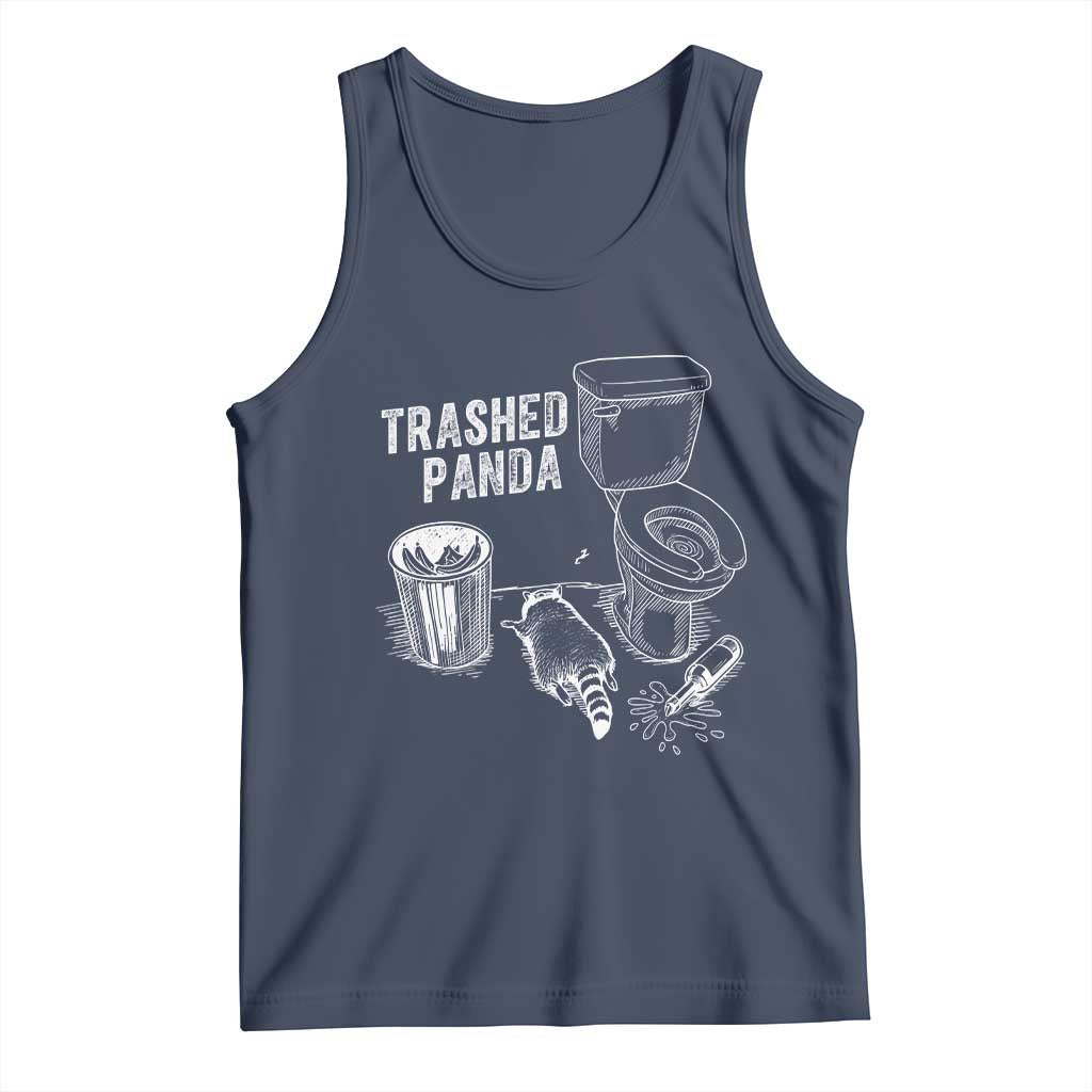 Funny Trashed Panda Tank Top Drunk Raccoon in Toilet Meme Hot Mess TS02 Navy Print Your Wear