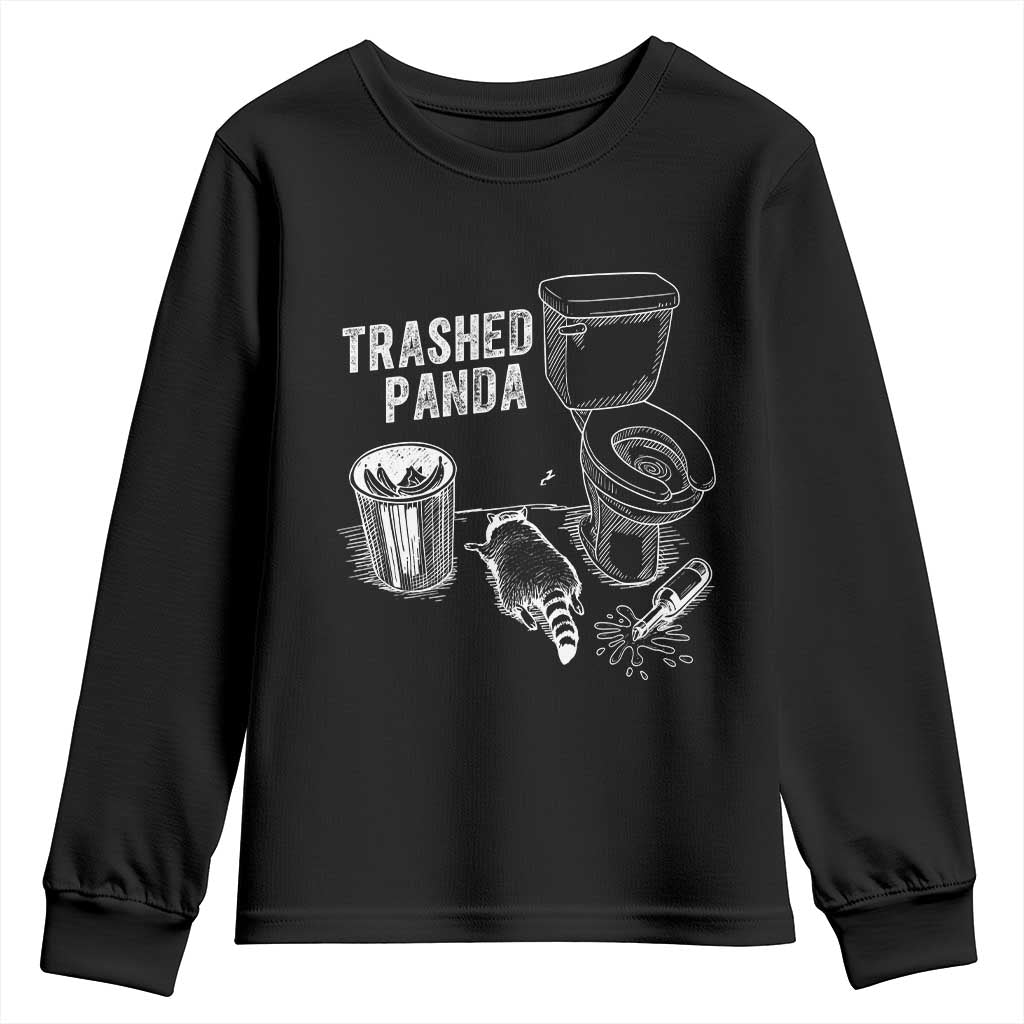 Funny Trashed Panda Youth Sweatshirt Drunk Raccoon in Toilet Meme Hot Mess TS02 Black Print Your Wear