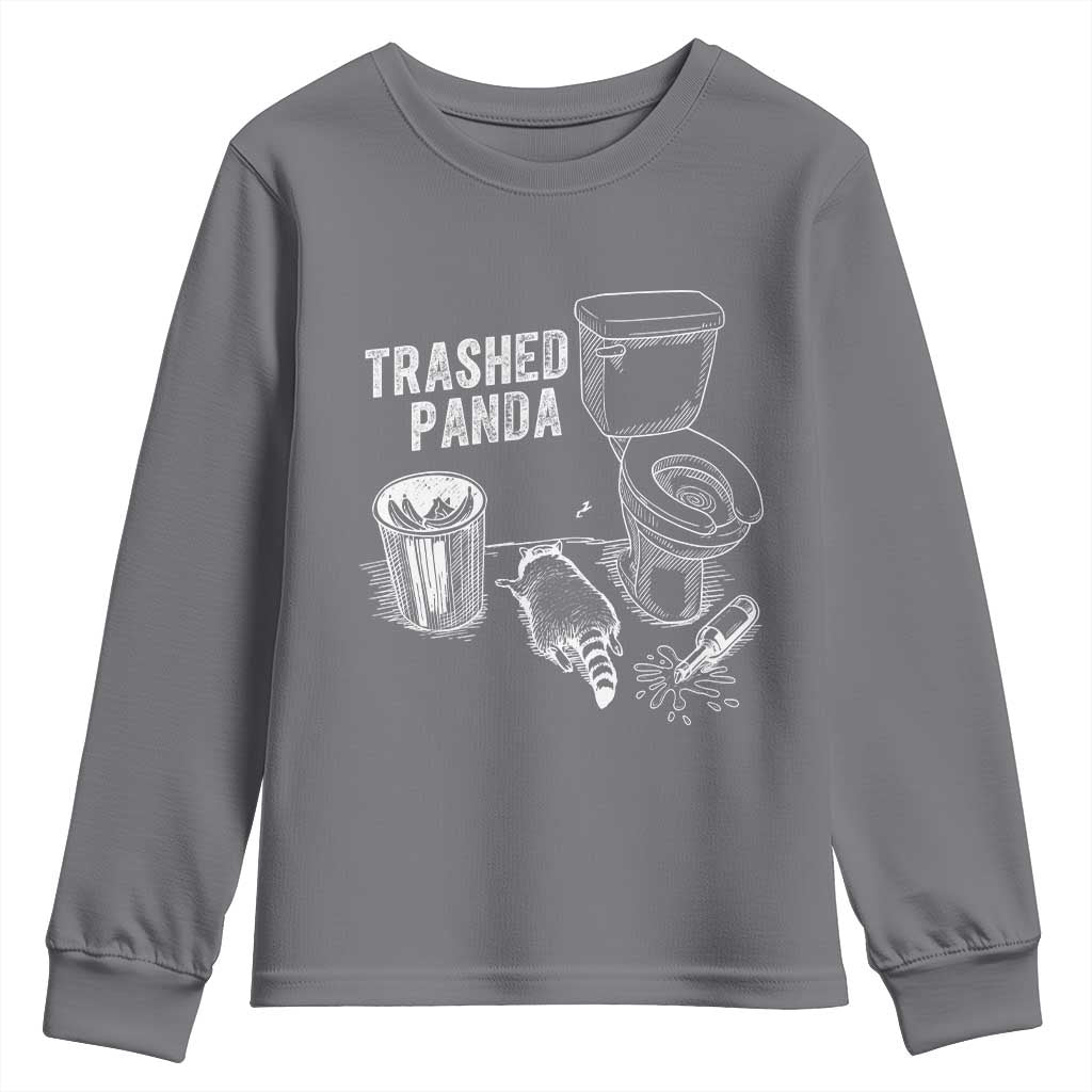 Funny Trashed Panda Youth Sweatshirt Drunk Raccoon in Toilet Meme Hot Mess TS02 Charcoal Print Your Wear