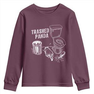 Funny Trashed Panda Youth Sweatshirt Drunk Raccoon in Toilet Meme Hot Mess TS02 Maroon Print Your Wear