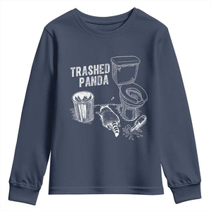 Funny Trashed Panda Youth Sweatshirt Drunk Raccoon in Toilet Meme Hot Mess TS02 Navy Print Your Wear