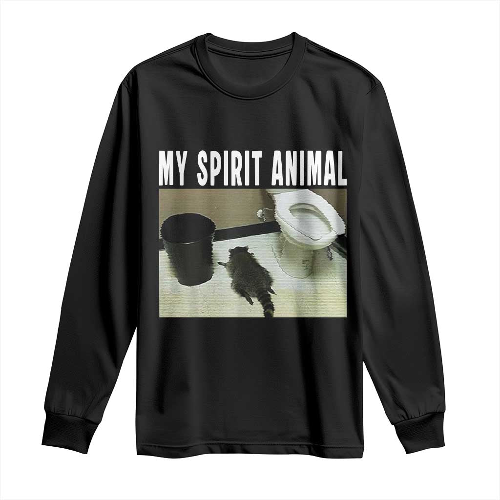 Funny Trashed Panda My Spirit Animal Long Sleeve Shirt Drunk Raccoon in Toilet Meme Hot Mess TS02 Black Print Your Wear