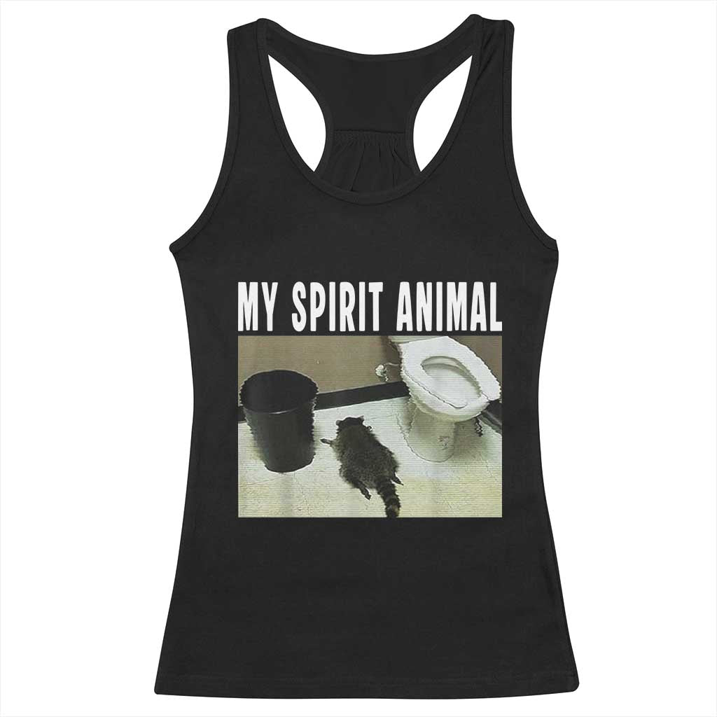 Funny Trashed Panda My Spirit Animal Racerback Tank Top Drunk Raccoon in Toilet Meme Hot Mess TS02 Black Print Your Wear