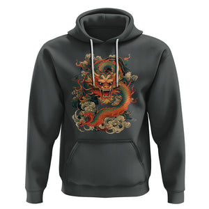 Traditional Chinese Dragon Graphic Hoodie TS02 Dark Heather Printyourwear