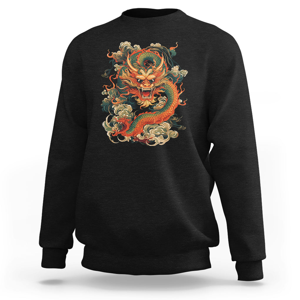 Traditional Chinese Dragon Graphic Sweatshirt TS02 Black Printyourwear