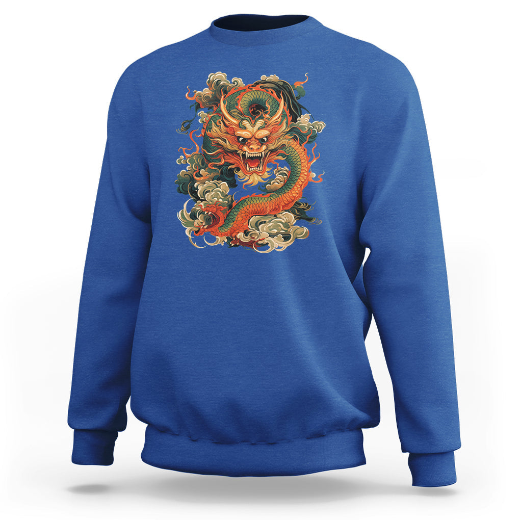 Traditional Chinese Dragon Graphic Sweatshirt TS02 Royal Blue Printyourwear