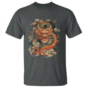 Traditional Chinese Dragon Graphic T Shirt TS02 Dark Heather Printyourwear