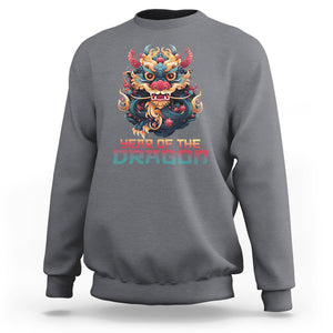 Year Of The Dragon 2024 Sweatshirt Happy Lunar Chinese New Year Astrology Horoscopes TS02 Charcoal Printyourwear