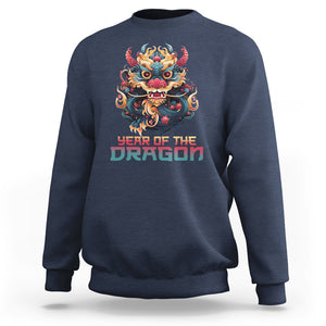 Year Of The Dragon 2024 Sweatshirt Happy Lunar Chinese New Year Astrology Horoscopes TS02 Navy Printyourwear