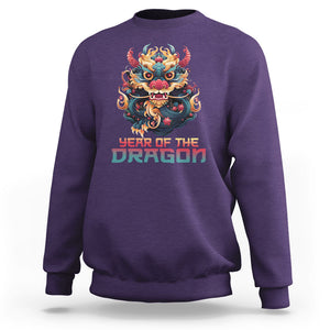 Year Of The Dragon 2024 Sweatshirt Happy Lunar Chinese New Year Astrology Horoscopes TS02 Purple Printyourwear