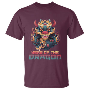 Year Of The Dragon 2024 T Shirt Happy Lunar Chinese New Year Astrology Horoscopes TS02 Maroon Printyourwear