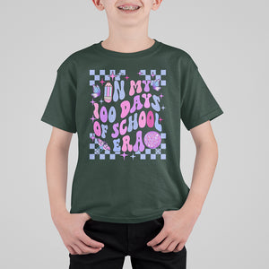 In My 100 Days of School Era T Shirt For Kid Retro Groovy TS02 Dark Forest Green Printyourwear