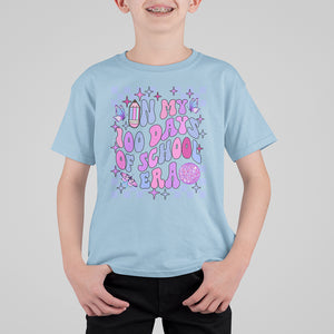 In My 100 Days of School Era T Shirt For Kid Retro Groovy TS02 Light Blue Printyourwear