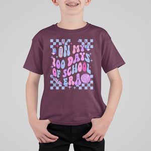 In My 100 Days of School Era T Shirt For Kid Retro Groovy TS02 Maroon Printyourwear