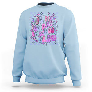 In My 100 Days of School Era Sweatshirt Retro Groovy TS02 Light Blue Printyourwear