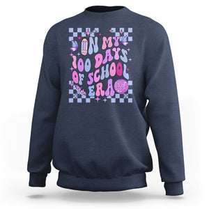 In My 100 Days of School Era Sweatshirt Retro Groovy TS02 Navy Printyourwear