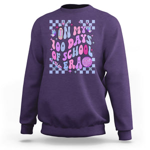 In My 100 Days of School Era Sweatshirt Retro Groovy TS02 Purple Printyourwear