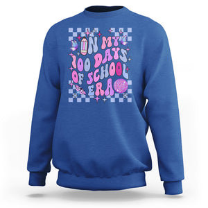 In My 100 Days of School Era Sweatshirt Retro Groovy TS02 Royal Blue Printyourwear