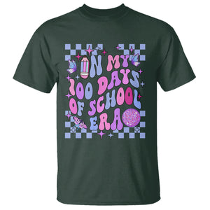 In My 100 Days of School Era T Shirt Retro Groovy TS02 Dark Forest Green Printyourwear