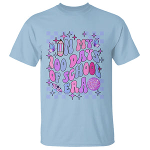 In My 100 Days of School Era T Shirt Retro Groovy TS02 Light Blue Printyourwear