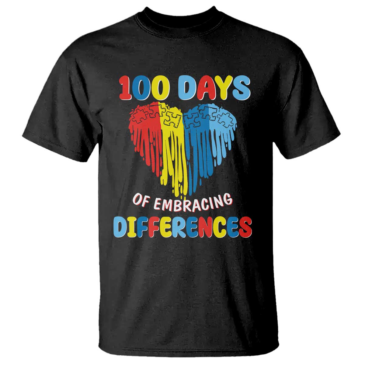 100 Days of School IEP T Shirt Embrace Differences Neurodiversity Autism ADHD Awareness TS02 Black Printyourwear