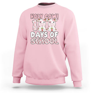 Holy Cow 100 Days of School Sweatshirt Cute Pink Dairy Cattle TS02 Light Pink Printyourwear