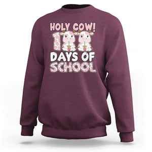 Holy Cow 100 Days of School Sweatshirt Cute Pink Dairy Cattle TS02 Maroon Printyourwear