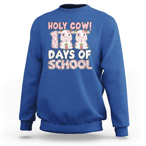 Holy Cow 100 Days of School Sweatshirt Cute Pink Dairy Cattle TS02 Royal Blue Printyourwear