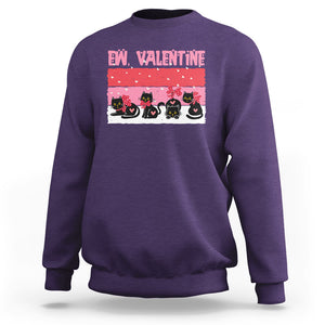 Funny Black Cat Sweatshirt Ew Valentine Anti Valentines Day TS02 Purple Printyourwear