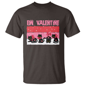 Funny Black Cat T Shirt Ew Valentine Anti Valentines Day TS02 Dark Chocolate Printyourwear