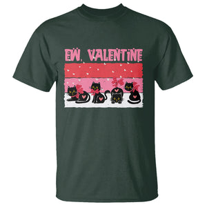 Funny Black Cat T Shirt Ew Valentine Anti Valentines Day TS02 Dark Forest Green Printyourwear