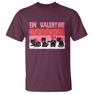 Funny Black Cat T Shirt Ew Valentine Anti Valentines Day TS02 Maroon Printyourwear