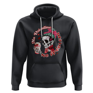 Skeleton Anti Valentine Hoodie No Valentine No Problem Messy Bun TS02 Black Printyourwear