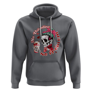 Skeleton Anti Valentine Hoodie No Valentine No Problem Messy Bun TS02 Charcoal Printyourwear