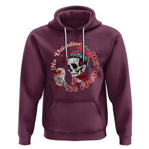 Skeleton Anti Valentine Hoodie No Valentine No Problem Messy Bun TS02 Maroon Printyourwear