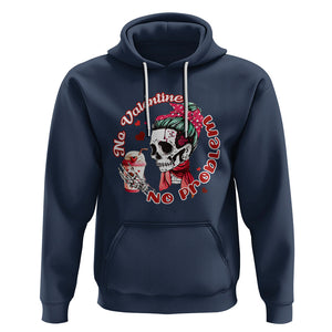 Skeleton Anti Valentine Hoodie No Valentine No Problem Messy Bun TS02 Navy Printyourwear