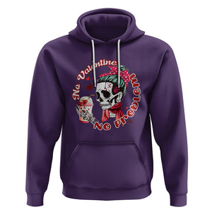 Skeleton Anti Valentine Hoodie No Valentine No Problem Messy Bun TS02 Purple Printyourwear