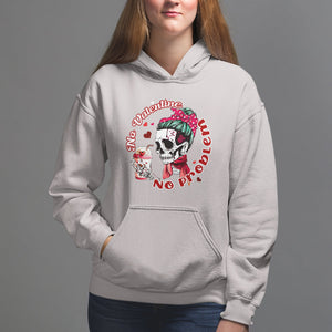 Single Skeleton Hoodie Messy Bun Skull No Valetine No Problem Anti Valentines TS02 Ice Gray Printyourwear