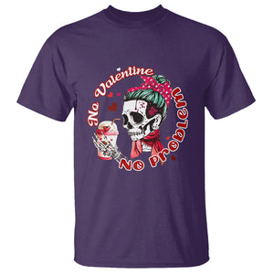 Skeleton Anti Valentine T Shirt No Valentine No Problem Messy Bun TS02 Purple Printyourwear